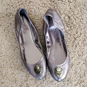 Lauren by Ralph Lauren metallic gray flats